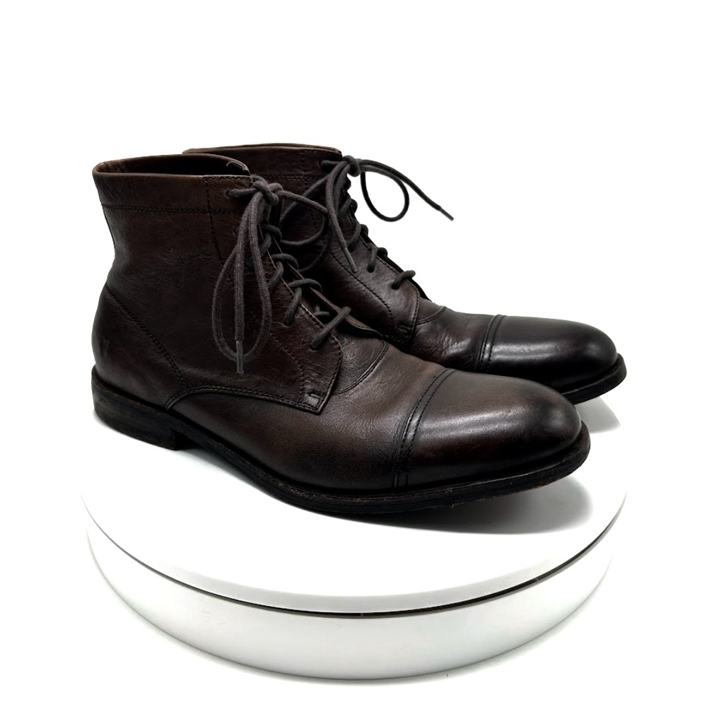 Frye | Sam Mid Lace Up Boots in Brown Leather